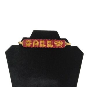 Handmade Red and Yellow Adjustable Sliding Knot Woven Flat Alpha Fall Bracelet